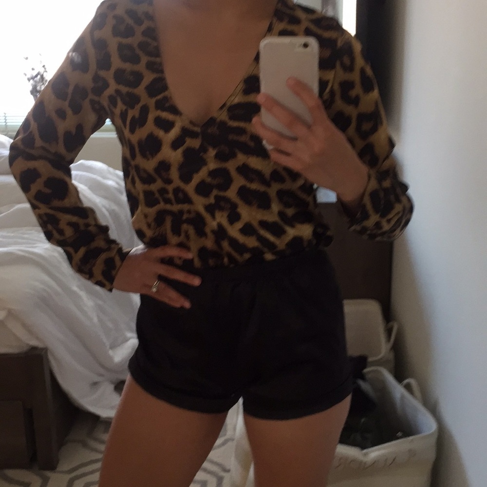 Leopard Print Satin Blouse